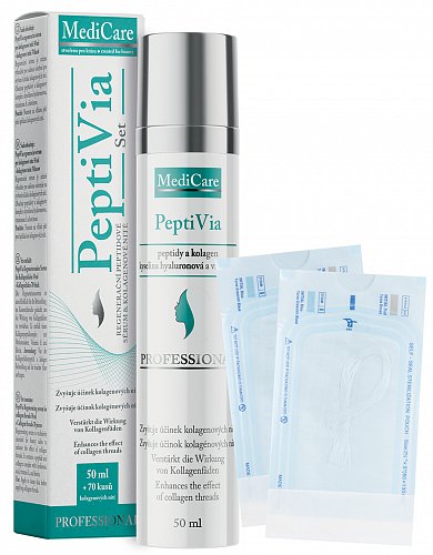 PeptiVia set (PeptiVia regenerační sérum + 70 kolagenových nití)